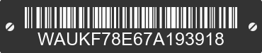 2007 AUDI A4 WAUKF78E67A193918 VIN decoded
