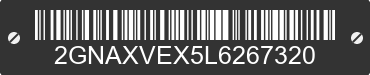 2020 CHEVROLET Equinox 2GNAXVEX5L6267320 VIN decoded