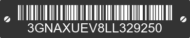 2020 CHEVROLET Equinox 3GNAXUEV8LL329250 VIN decoded