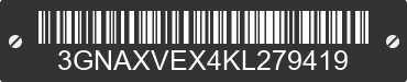 2019 CHEVROLET Equinox 3GNAXVEX4KL279419 VIN decoded