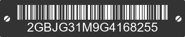 1986 CHEVROLET G-Series 2GBJG31M9G4168255 VIN decoded