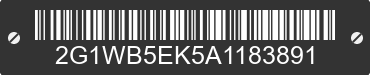2010 CHEVROLET Impala 2G1WB5EK5A1183891 VIN decoded