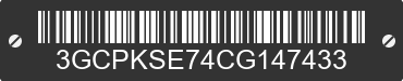 2012 CHEVROLET Silverado 3GCPKSE74CG147433 VIN decoded