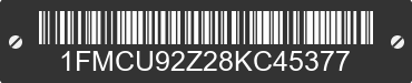 2008 FORD Escape 1FMCU92Z28KC45377 VIN decoded