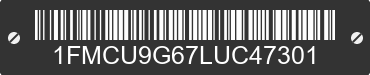 2020 FORD Escape 1FMCU9G67LUC47301 VIN decoded