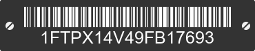 2009 FORD F-150 1FTPX14V49FB17693 VIN decoded