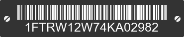 2004 FORD F-150 1FTRW12W74KA02982 VIN decoded
