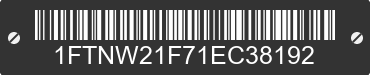 2001 FORD F-250 1FTNW21F71EC38192 VIN decoded