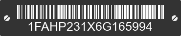 2006 FORD Five Hundred 1FAHP231X6G165994 VIN decoded
