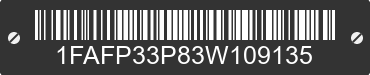 2003 FORD Focus 1FAFP33P83W109135 VIN decoded