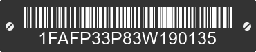 2003 FORD Focus 1FAFP33P83W190135 VIN decoded