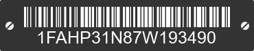 2007 FORD Focus 1FAHP31N87W193490 VIN decoded