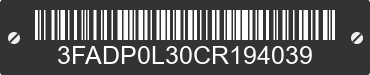 2012 FORD Fusion 3FADP0L30CR194039 VIN decoded