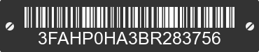2011 FORD Fusion 3FAHP0HA3BR283756 VIN decoded