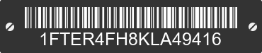 2019 FORD Ranger 1FTER4FH8KLA49416 VIN decoded