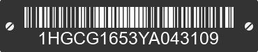 2000 HONDA Accord 1HGCG1653YA043109 VIN decoded