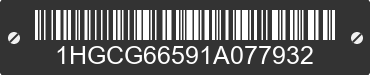 2001 HONDA Accord 1HGCG66591A077932 VIN decoded