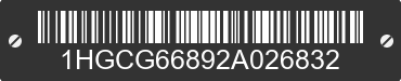 2002 HONDA Accord 1HGCG66892A026832 VIN decoded
