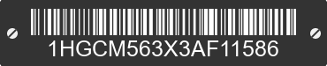2003 HONDA Accord 1HGCM563X3AF11586 VIN decoded