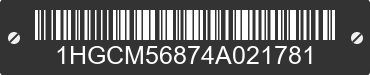2004 HONDA Accord 1HGCM56874A021781 VIN decoded
