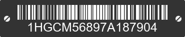2007 HONDA Accord 1HGCM56897A187904 VIN decoded