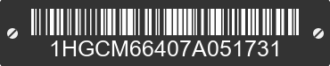 2007 HONDA Accord 1HGCM66407A051731 VIN decoded