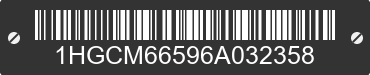 2006 HONDA Accord 1HGCM66596A032358 VIN decoded