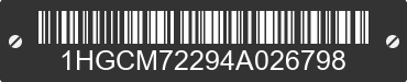 2004 HONDA Accord 1HGCM72294A026798 VIN decoded