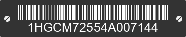 2004 HONDA Accord 1HGCM72554A007144 VIN decoded