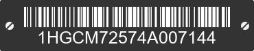 2004 HONDA Accord 1HGCM72574A007144 VIN decoded