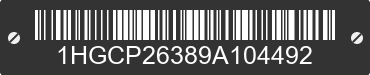 2009 HONDA Accord 1HGCP26389A104492 VIN decoded