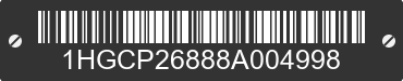 2008 HONDA Accord 1HGCP26888A004998 VIN decoded