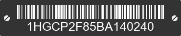 2011 HONDA Accord 1HGCP2F85BA140240 VIN decoded