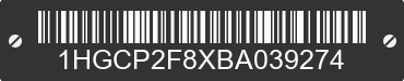 2011 HONDA Accord 1HGCP2F8XBA039274 VIN decoded