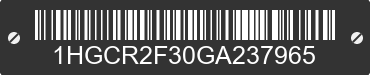 2016 HONDA Accord 1HGCR2F30GA237965 VIN decoded