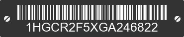 2016 HONDA Accord 1HGCR2F5XGA246822 VIN decoded