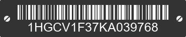 2019 HONDA Accord 1HGCV1F37KA039768 VIN decoded