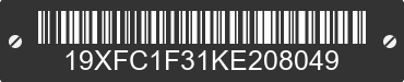 2019 HONDA Civic 19XFC1F31KE208049 VIN decoded