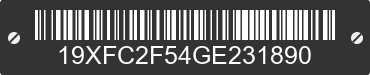 2016 HONDA Civic 19XFC2F54GE231890 VIN decoded
