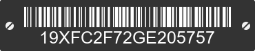 2016 HONDA Civic 19XFC2F72GE205757 VIN decoded