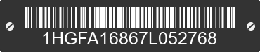 2007 HONDA Civic 1HGFA16867L052768 VIN decoded