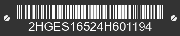 2004 HONDA Civic 2HGES16524H601194 VIN decoded