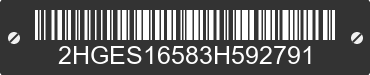 2003 HONDA Civic 2HGES16583H592791 VIN decoded