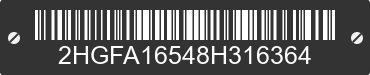 2008 HONDA Civic 2HGFA16548H316364 VIN decoded