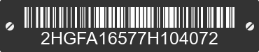 2007 HONDA Civic 2HGFA16577H104072 VIN decoded