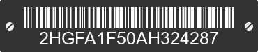 2010 HONDA Civic 2HGFA1F50AH324287 VIN decoded