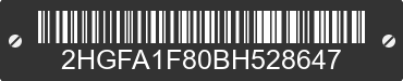 2011 HONDA Civic 2HGFA1F80BH528647 VIN decoded