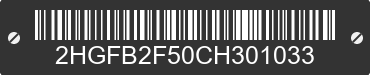 2012 HONDA Civic 2HGFB2F50CH301033 VIN decoded