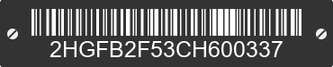 2012 HONDA Civic 2HGFB2F53CH600337 VIN decoded