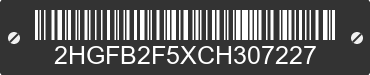 2012 HONDA Civic 2HGFB2F5XCH307227 VIN decoded